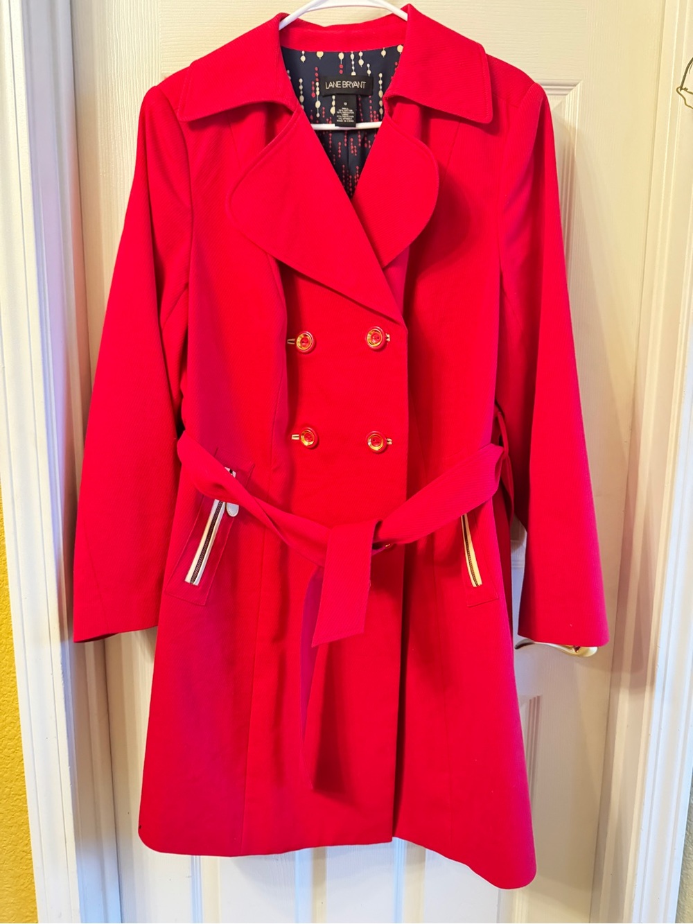 Lane Bryant Bright Red Double-Breasted Belted Coat
